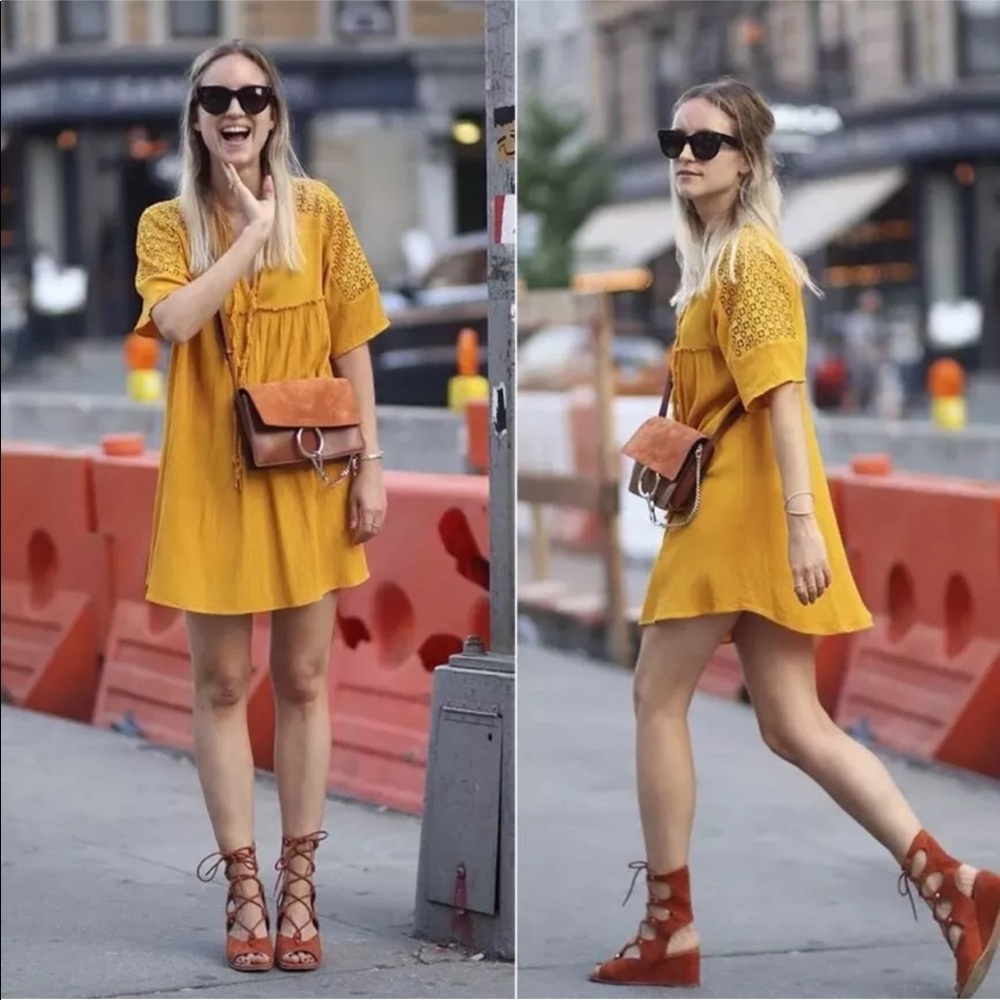 Zara Mustard Yellow Mini Dress